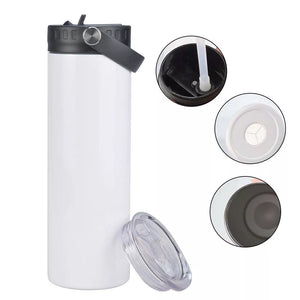 20oz Sublimation Water Bottle With 2 Lids and Handle