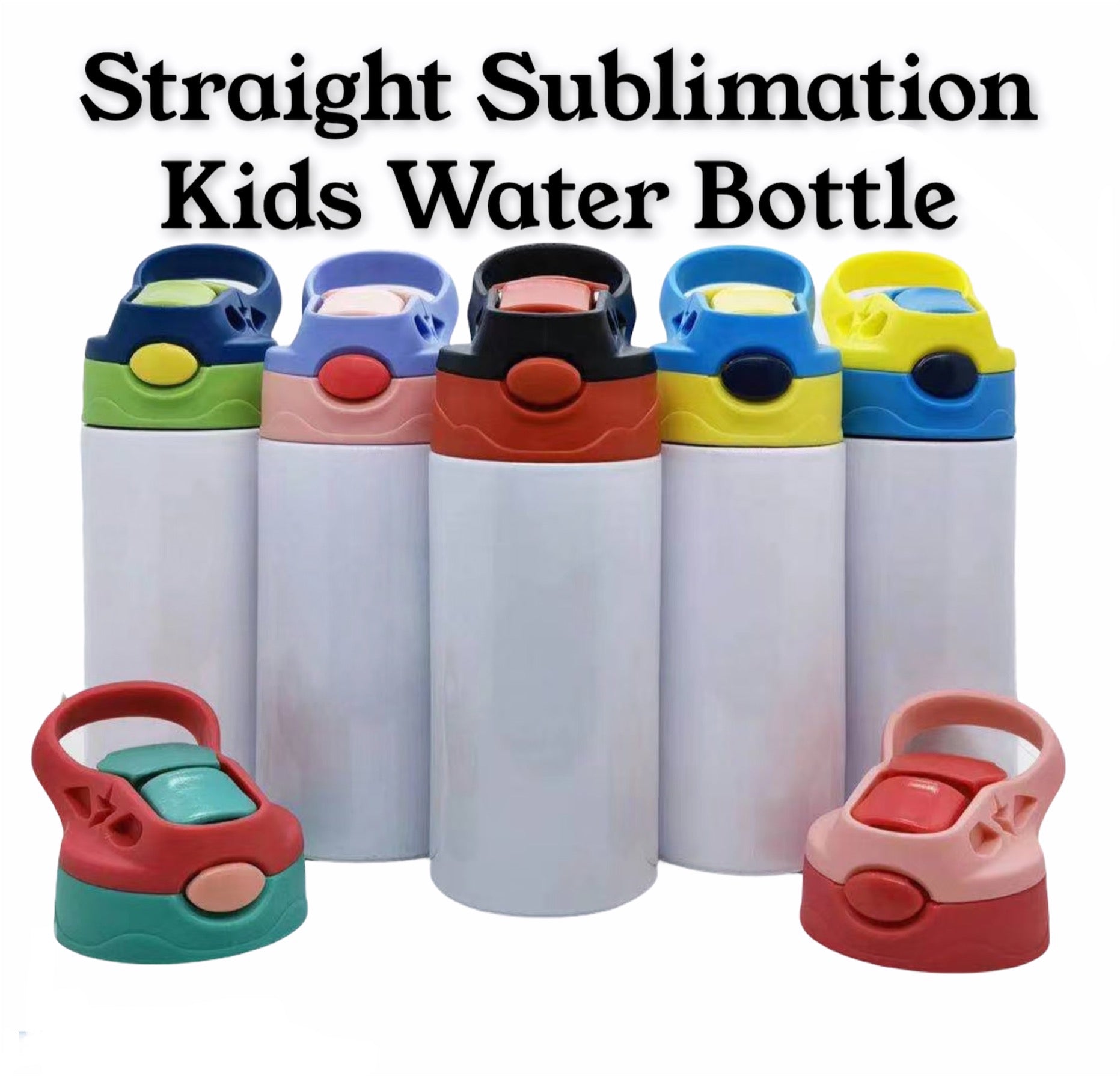 5pcs-100pcs 12oz Sublimation Blanks Kids Bottle Straight Tumbler 304  Stainless Steel Vacuum Insulated Sippy Cups Water Bottle