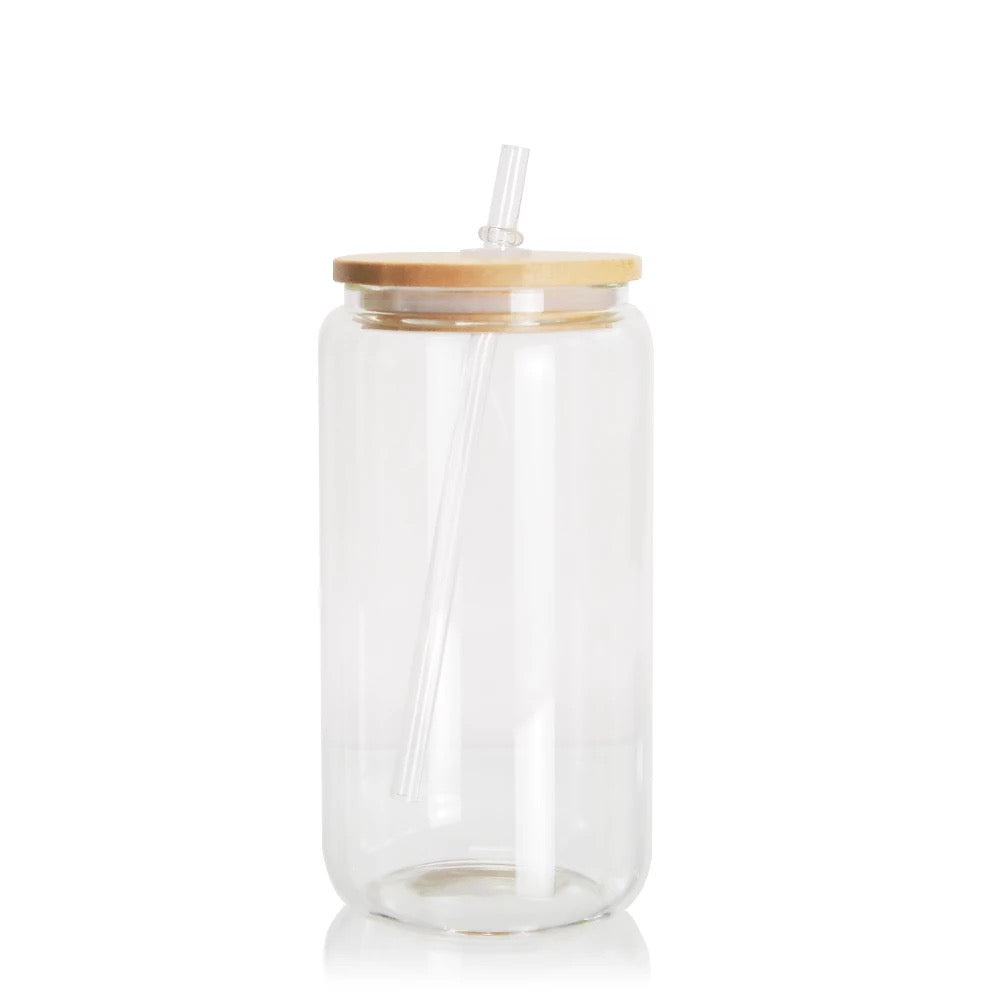 16oz Frosted sublimation Glass Libbey w/ Bamboo Lid
