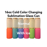 16oz Sublimation Cold Color Change Glass Can With Bamboo Lids
