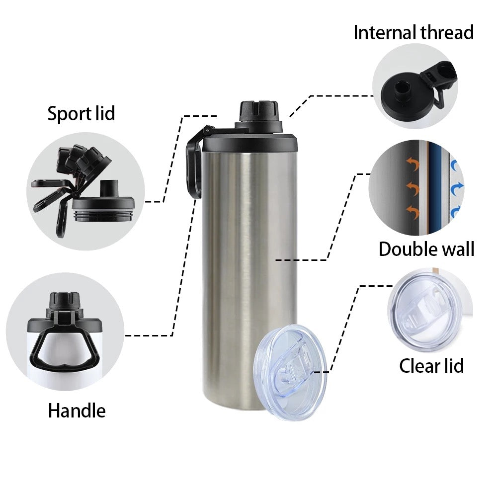 20oz 25oz or 30oz Sublimation Sport Water Bottle With 2 Lids And Spout –  LAWSON SUPPLY